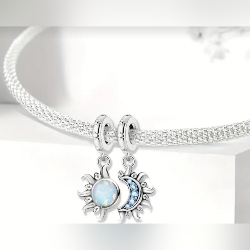 Silver Sun and Moon Charms - Picture 5 of 7